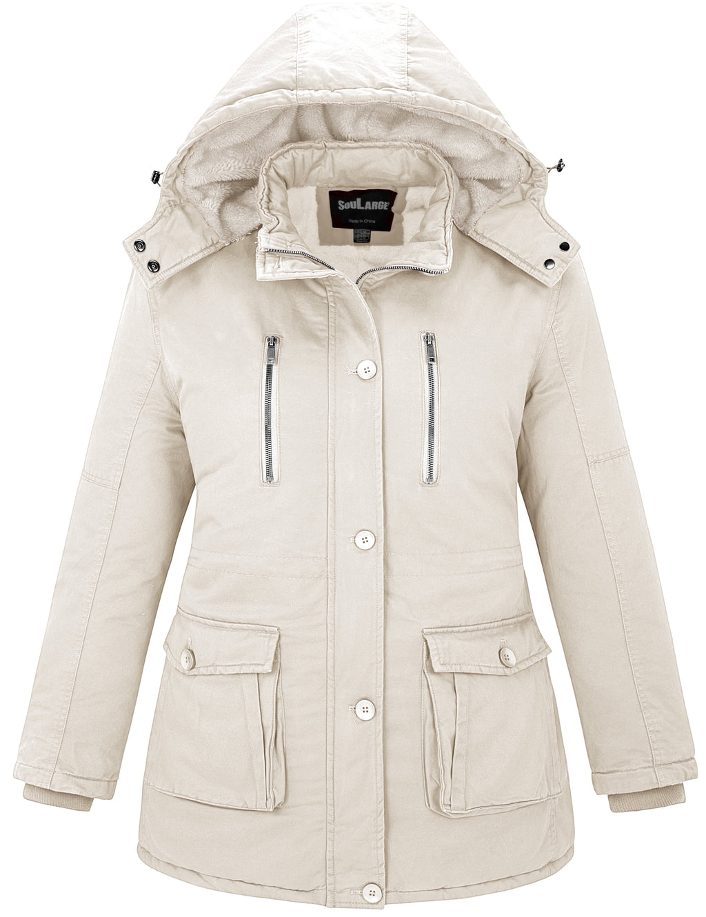 Women'S plus Size Winter Coat Warm Puffer Coat Jacket Winter Jacket Beige 4X