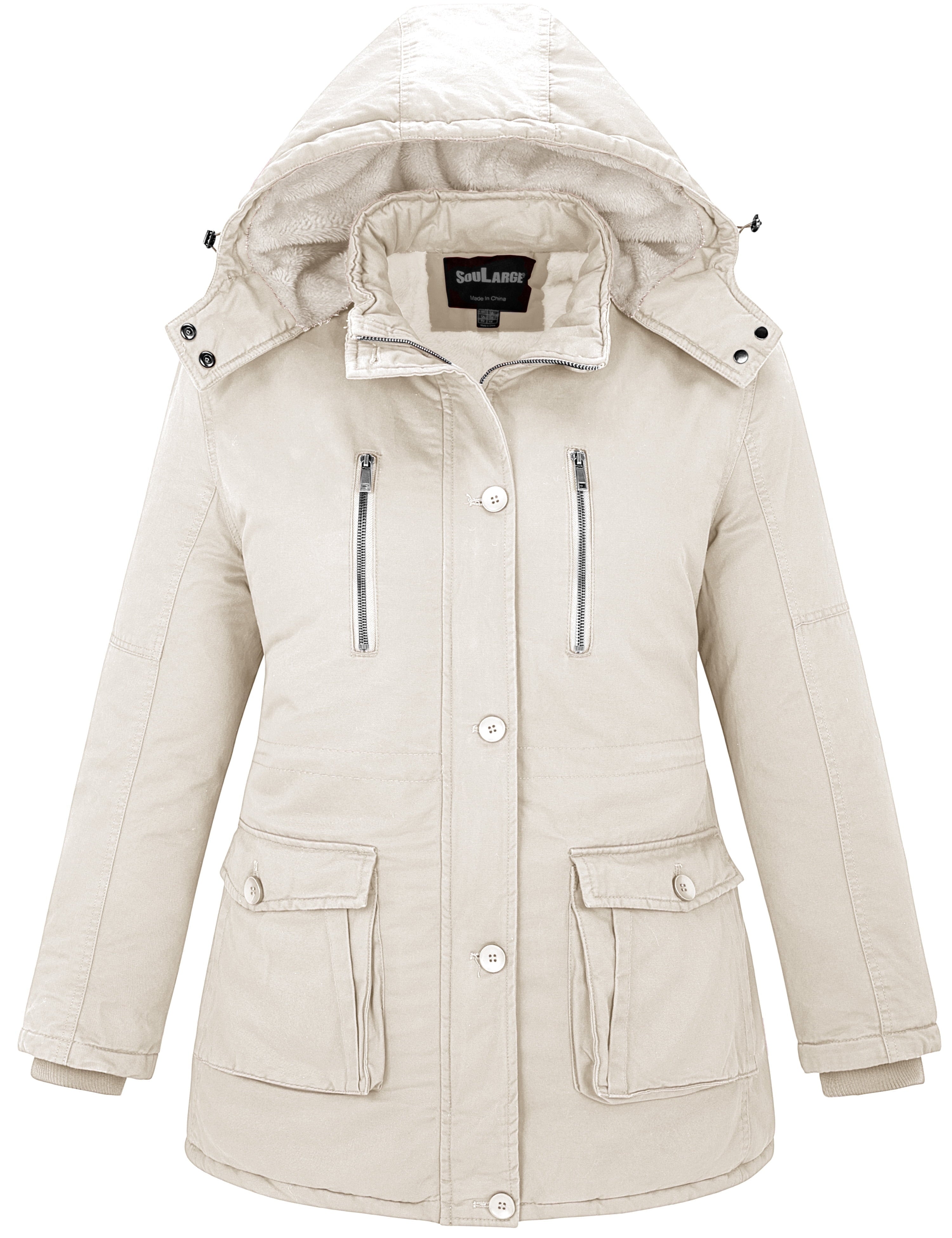 Women'S plus Size Winter Coat Warm Puffer Coat Jacket Winter Jacket Beige 4X
