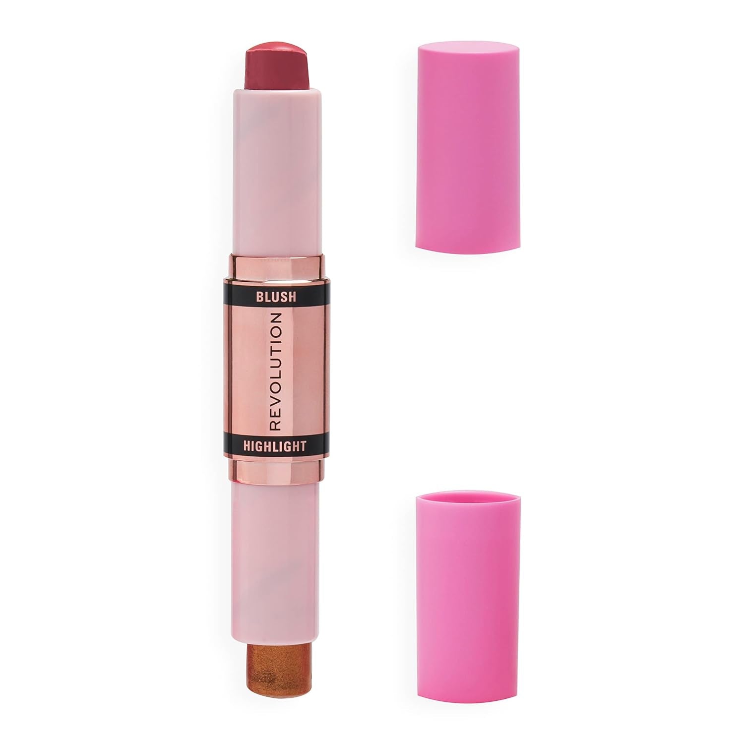 Revolution, Blush & Highlight Stick, Dual Ended, Highly Pigmented, Blendable Formula, Flushing Pink, 2 X 0.15 Oz.