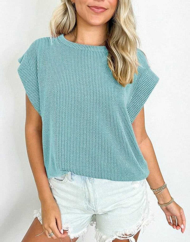 Viscose Twisted Ribbed Textured Solid T Shirt
