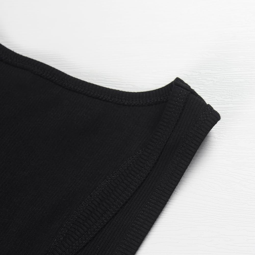 Women'S Sleeveless Shirt Ribbed Fitted Scoop Neck Basic Crop Tank Top Cropped