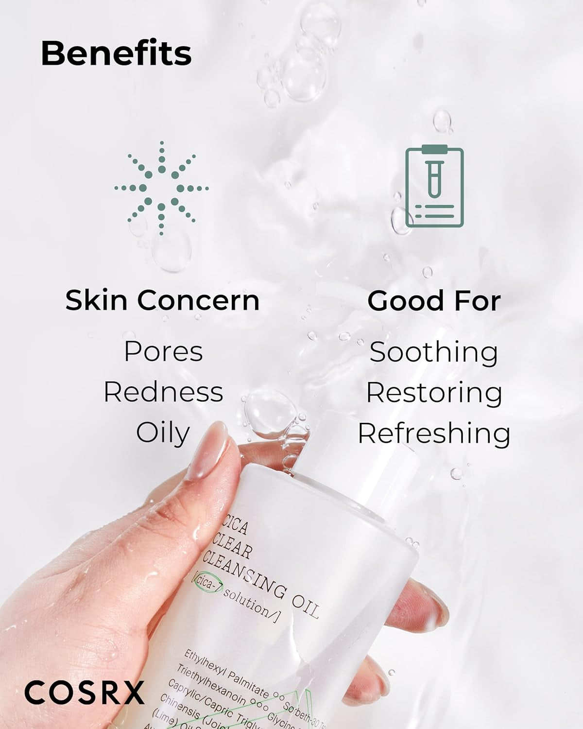 Pure Fit Cica Cleansing Oil, 6.76 Fl. Oz / 200Ml | Light Weight Oil Purifying Centella for Sensitive Skin | CICA-7 Complex, Jojoba Seed Oil