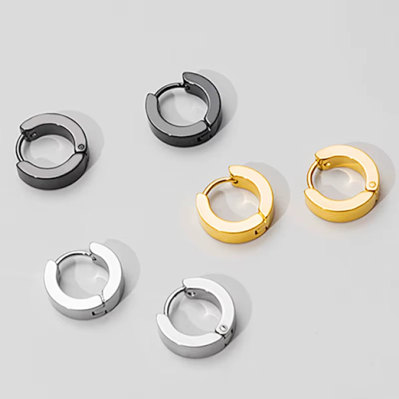 1 Pairs Multi Types Unisex Black Gold Color Stainless Steel Earring for Women Men Punk Gothic Piercing Fake Earrings Jewelry