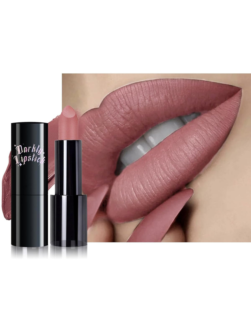 Nude Pink Lipstick Long Lasting for Women, Hydrating Matte Velvet Lip Gloss Nude Liquid Lipstick Intense Lip Color Non Stick Smudge-Proof & Waterproof Lipgloss Bold Glow Goth Lip Stick Makeup-01