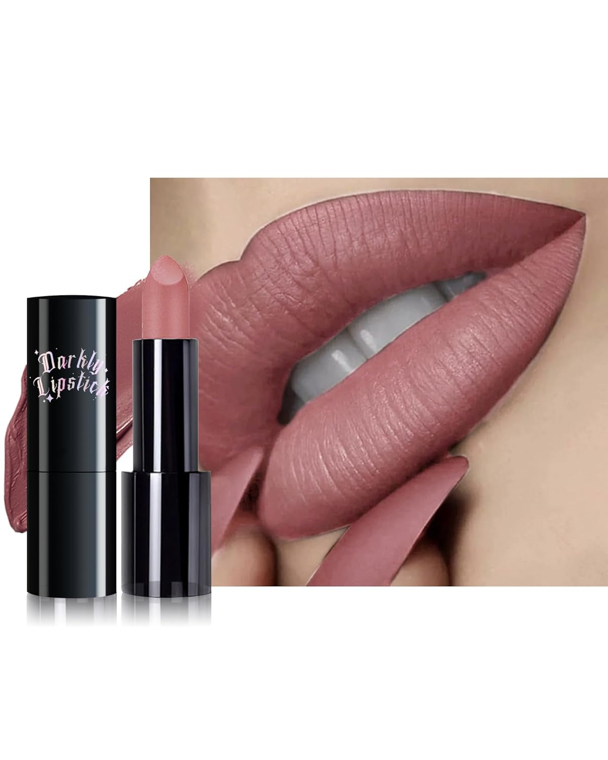 Nude Pink Lipstick Long Lasting for Women, Hydrating Matte Velvet Lip Gloss Nude Liquid Lipstick Intense Lip Color Non Stick Smudge-Proof & Waterproof Lipgloss Bold Glow Goth Lip Stick Makeup-01