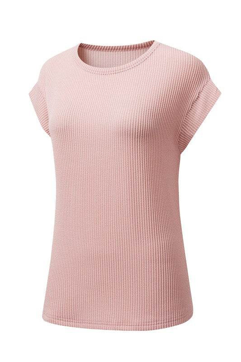 Viscose Twisted Ribbed Textured Solid T Shirt