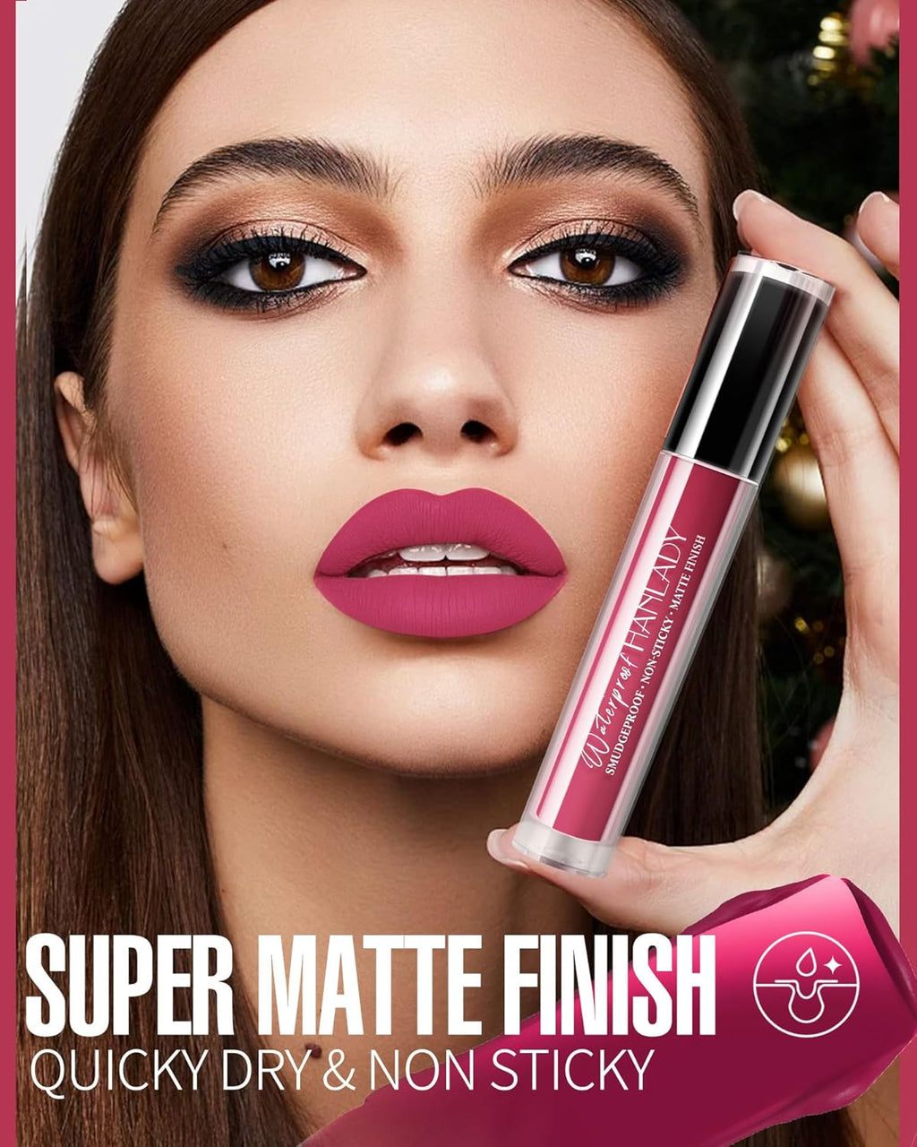 Pink Lipstick Matte Liquid Lipstick Long Lasting for Women Smudgeproof Lipsticks Color Stay Hot Pink Lipsticks Vegan Cruelty-Free Lip Gloss(901 Cool Pink)