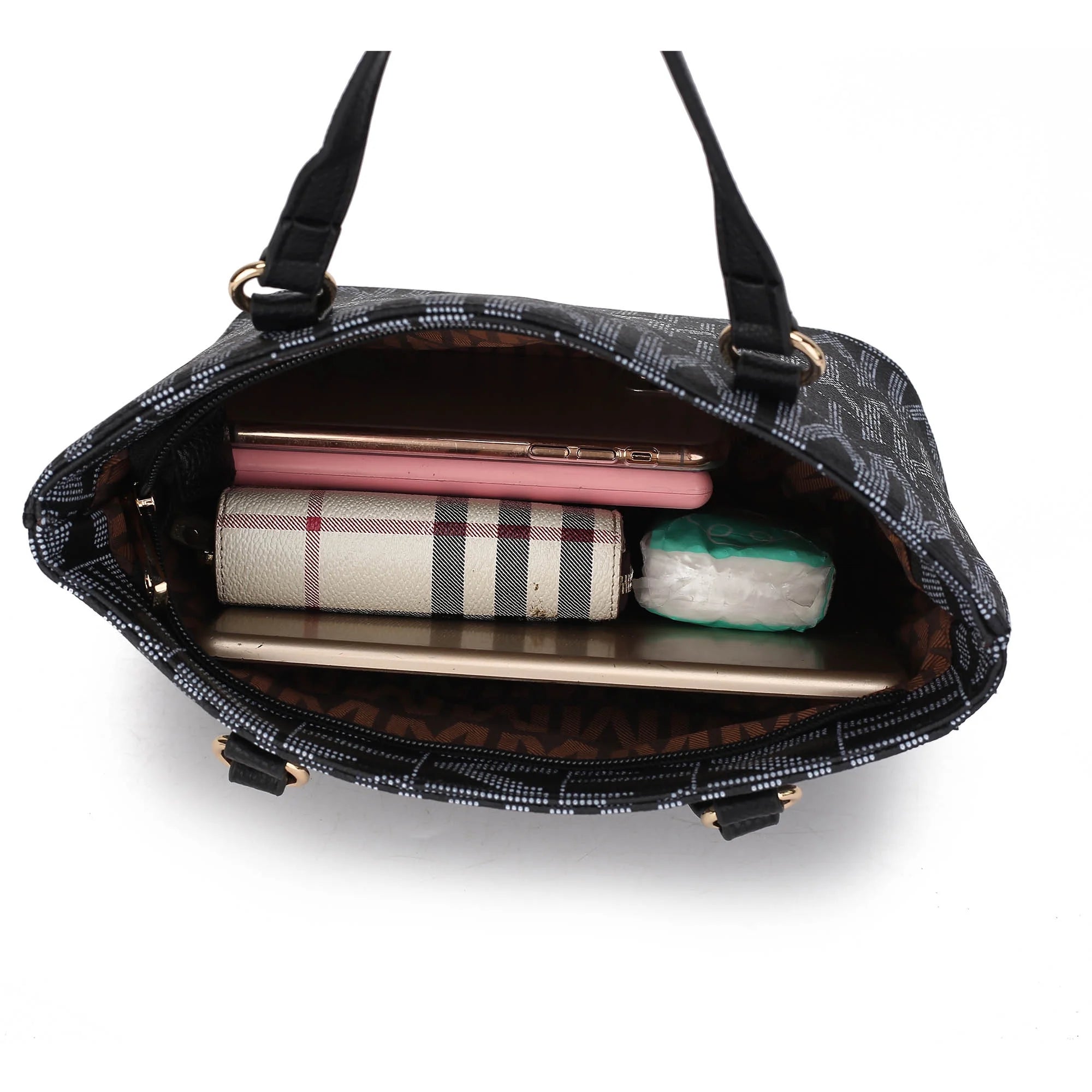 Marimar Women'S Tote Bag with Pouch and Wristlet, Signature 4 Piece Set by Mia K - Grey