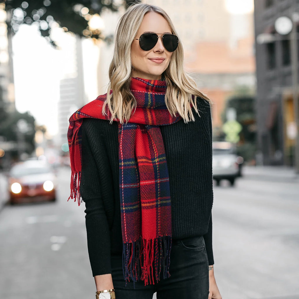 Winter Scarf for Women Tassel Fashion Long Shawl Wrap Scarf for Winter Warm Lightweight One Size