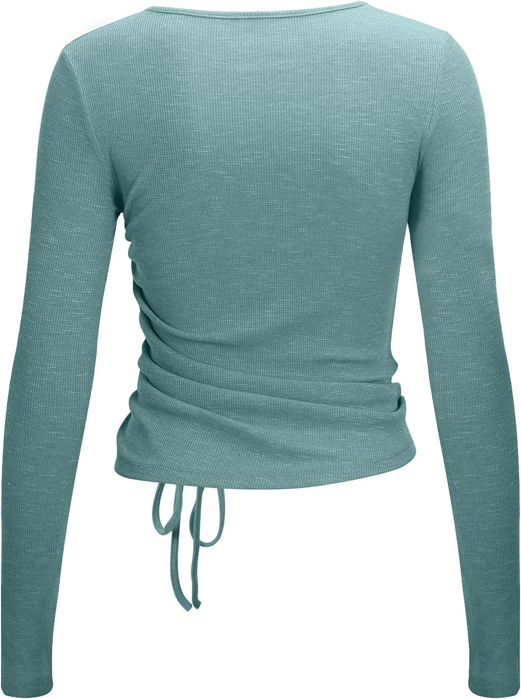 Womens Long/Short Sleeve Workout Tops Ruched Side Yoga Atheltic Shirt Slim Fitted