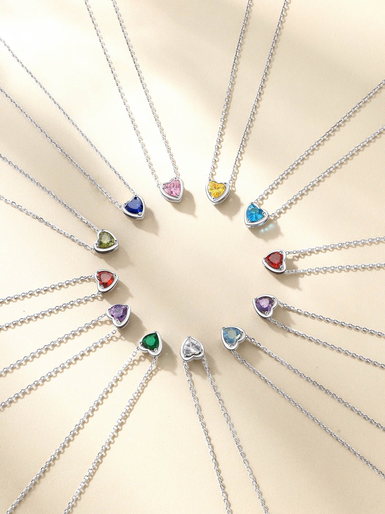 Silver Necklace 925 Sterling Silver Birthstone Love Heart Necklace Mother'S Day Gifts for Mom