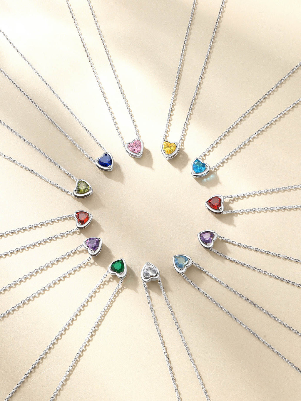 Silver Necklace 925 Sterling Silver Birthstone Love Heart Necklace Valentine'S Day Gift for Her