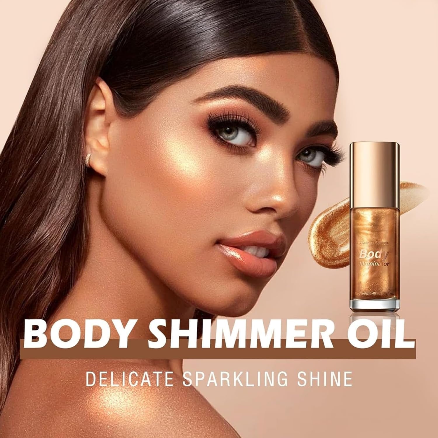 Body Luminizer 5 Colors Smooth Subtle Shimmer Illuminator Moisturizing Long Lasting Summer Glow for Face and Body (40ML, 03 Bronze Gold)