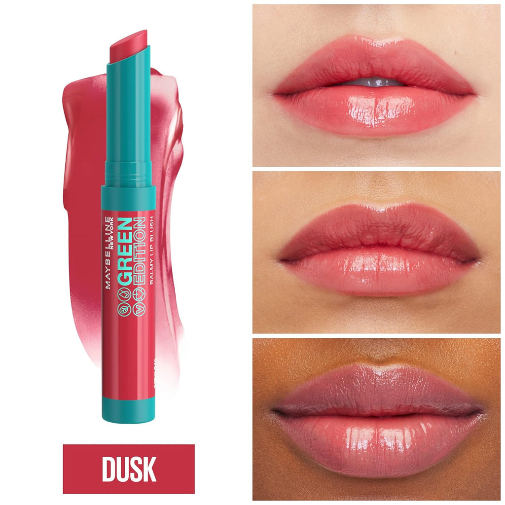 Green Edition Balmy Lip Blush, Formulated with Mango Oil, Dusk, Cherry Pink, 1 Count