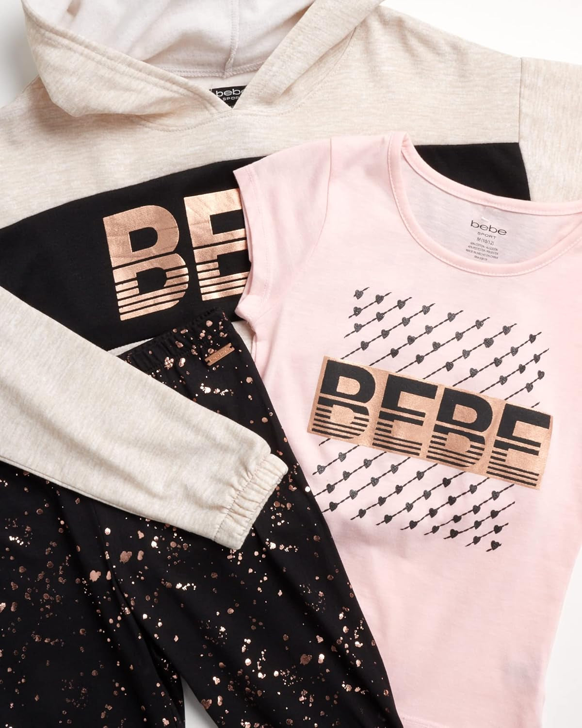 Girls' Legging Set - 3 Piece Active Fleece Crop Tank Top, Shirt, and Leggings (4-12)