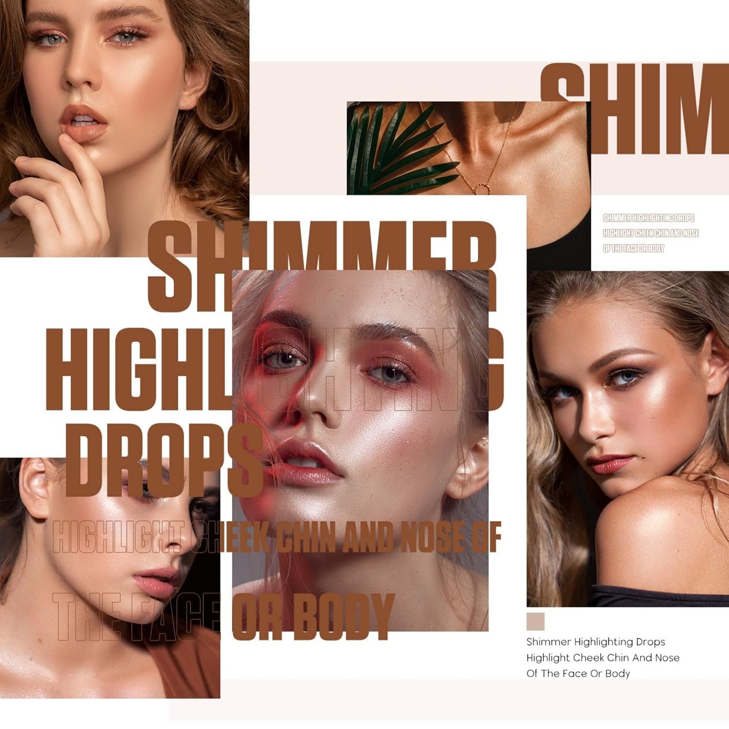 Shimmer Body Luminizer 5 Colors Moisturizing Glow Illuminator Smooth and Non-Sticky Summer Highlighter for Face and Body (80ML, 04 Golden Brown)