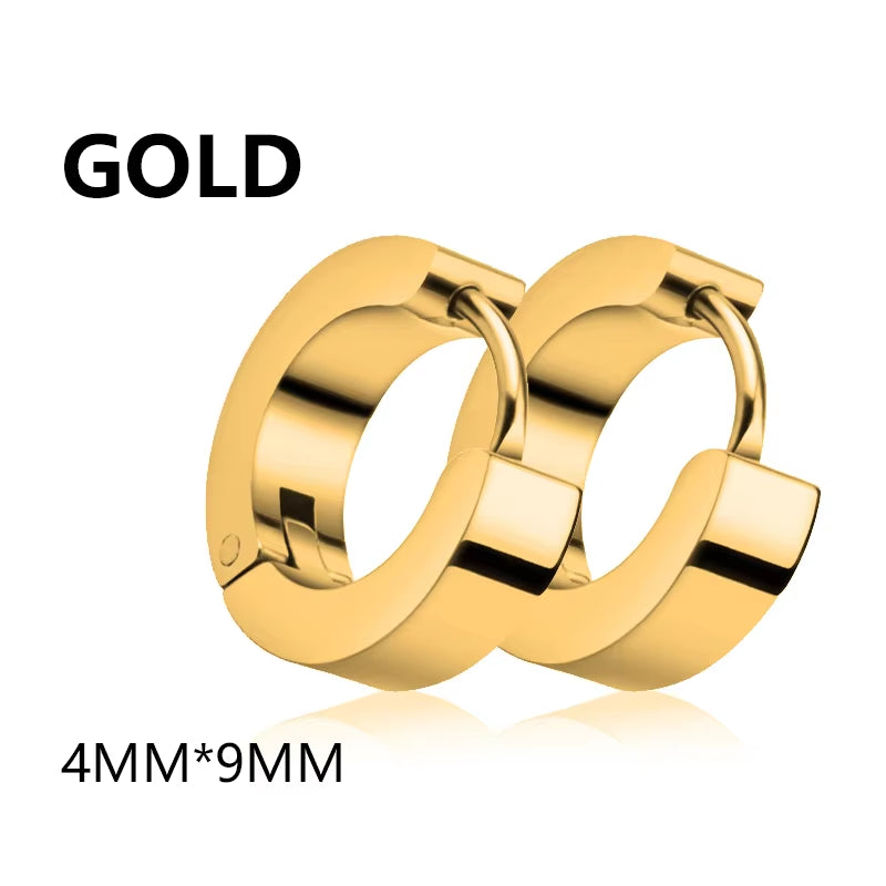 1 Pairs Multi Types Unisex Black Gold Color Stainless Steel Earring for Women Men Punk Gothic Piercing Fake Earrings Jewelry