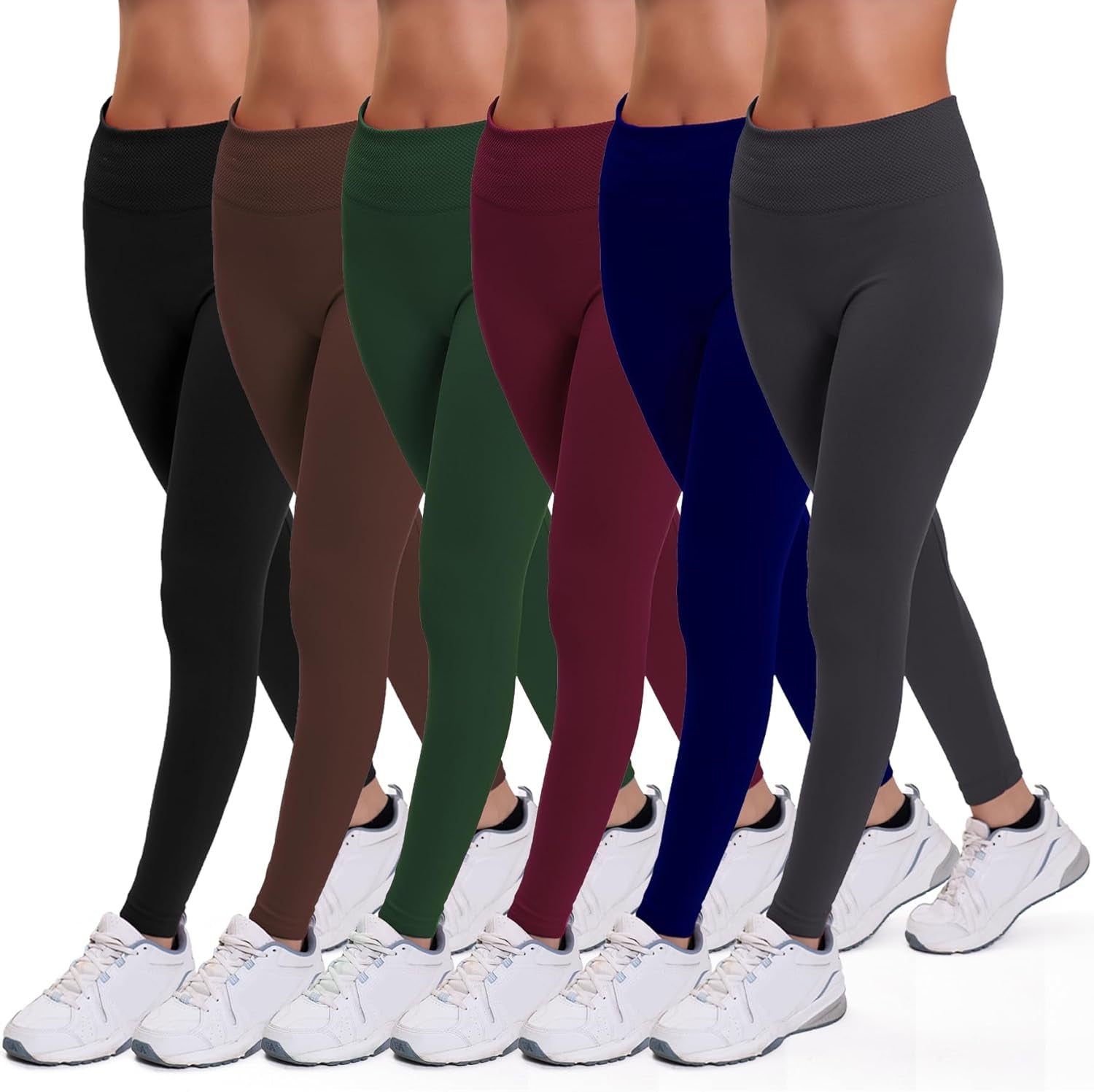 3 or 6-Pack Fleece Lined Leggings for Women, High-Waisted Women’S Leggings with Wide Waistband and Fleece Lining