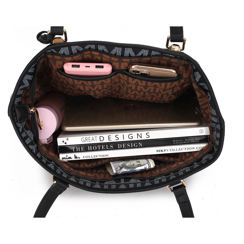 Marimar Women'S Tote Bag with Pouch and Wristlet, Signature 4 Piece Set by Mia K - Grey