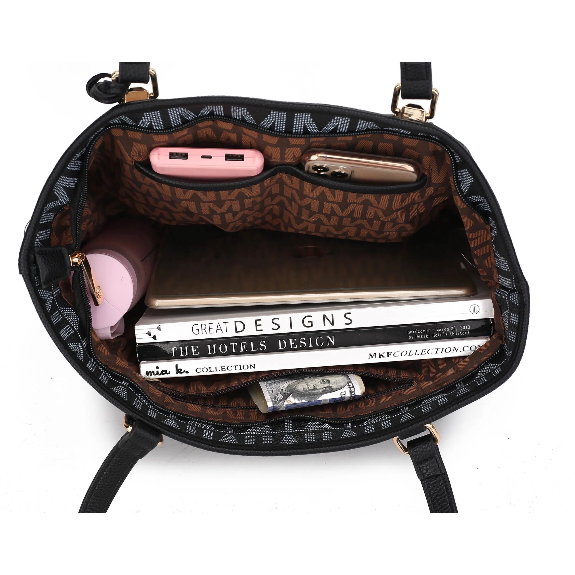 Marimar Women'S Tote Bag with Pouch and Wristlet, Signature 4 Piece Set by Mia K - Grey