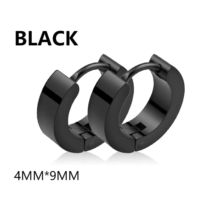 1 Pairs Multi Types Unisex Black Gold Color Stainless Steel Earring for Women Men Punk Gothic Piercing Fake Earrings Jewelry