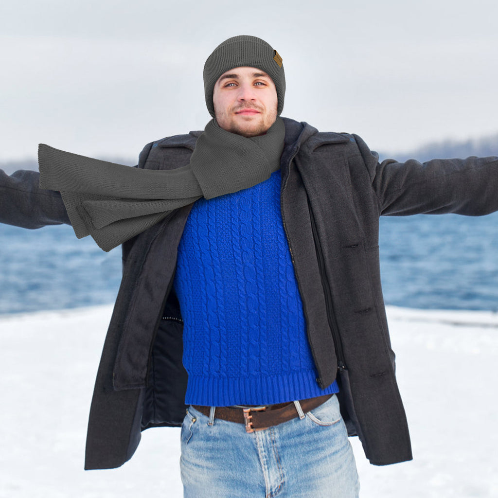 Winter Beanie Hat Scarf Set for Women Fleece Lined Winter Hat Long Soft Knit Scarf for Cold Weather Gary