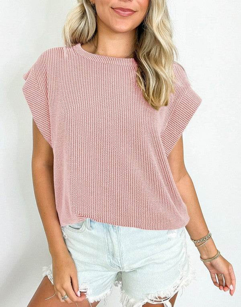 Viscose Twisted Ribbed Textured Solid T Shirt