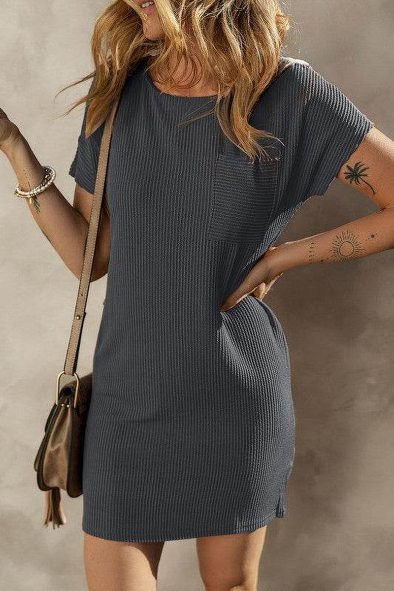 Ribbed Knit T-Shirt Shift Dress