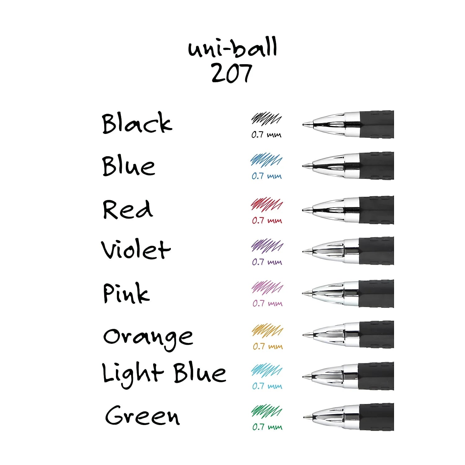 Uni-Ball 207 Retractable Gel Pens, Medium Point (0.7Mm), Black, Box of 36