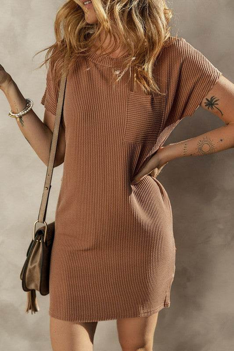 Ribbed Knit T-Shirt Shift Dress