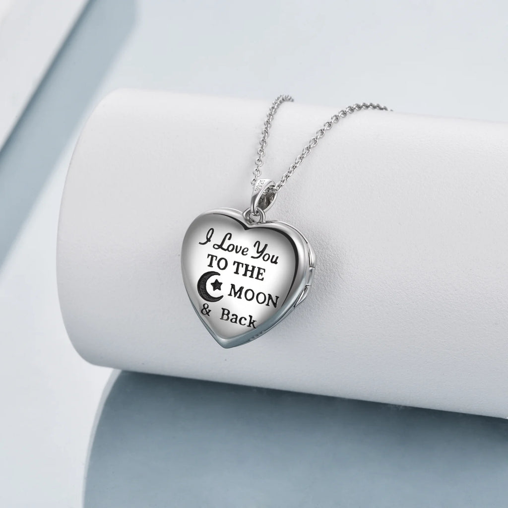 Sterling Silver Heart Cat Lockets Necklace That Holds Pictures Jewelry Birthday Anniversary Mothers Day Christmas Gifts for Women