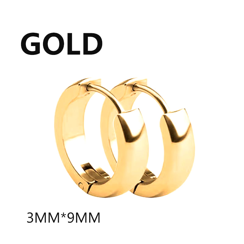 1 Pairs Multi Types Unisex Black Gold Color Stainless Steel Earring for Women Men Punk Gothic Piercing Fake Earrings Jewelry