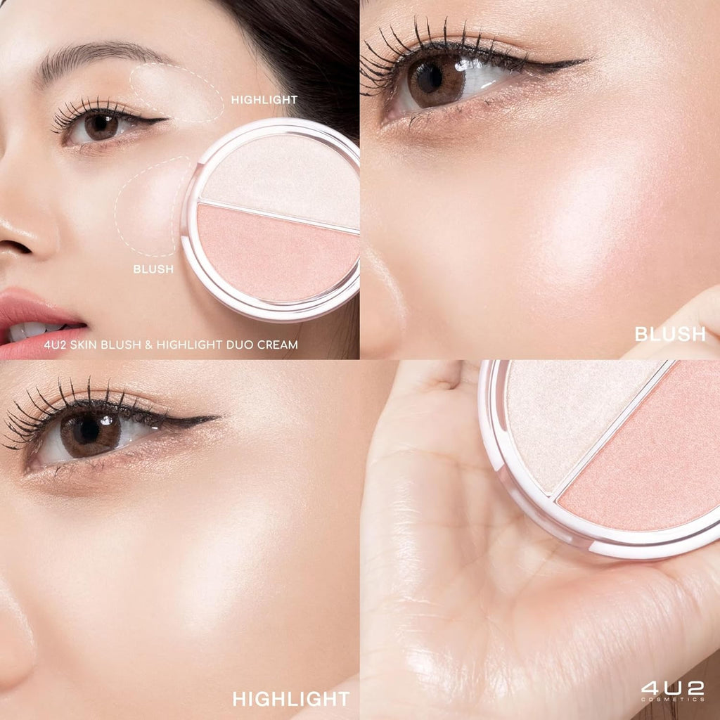 Skin Blush & Highlight Duo Cream - Glassy Pearl Powder" That Illuminates the Skin for a Dewy, Plumped and Glowy Finish.