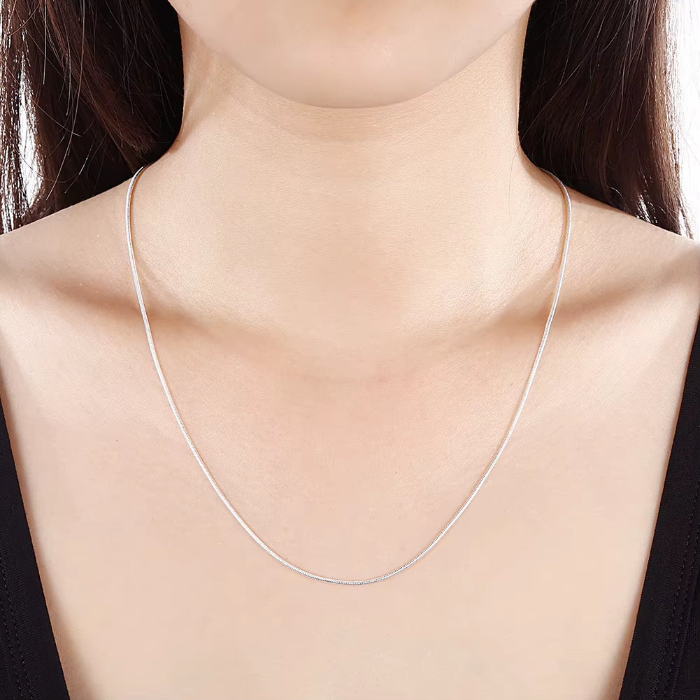 10PCS LOT Wholesale 925 Sterling Silver 16/18/20/22/24/26/28/30 Inch 1Mm Snake Chain Necklace for Woman Man Fashion Jewelry