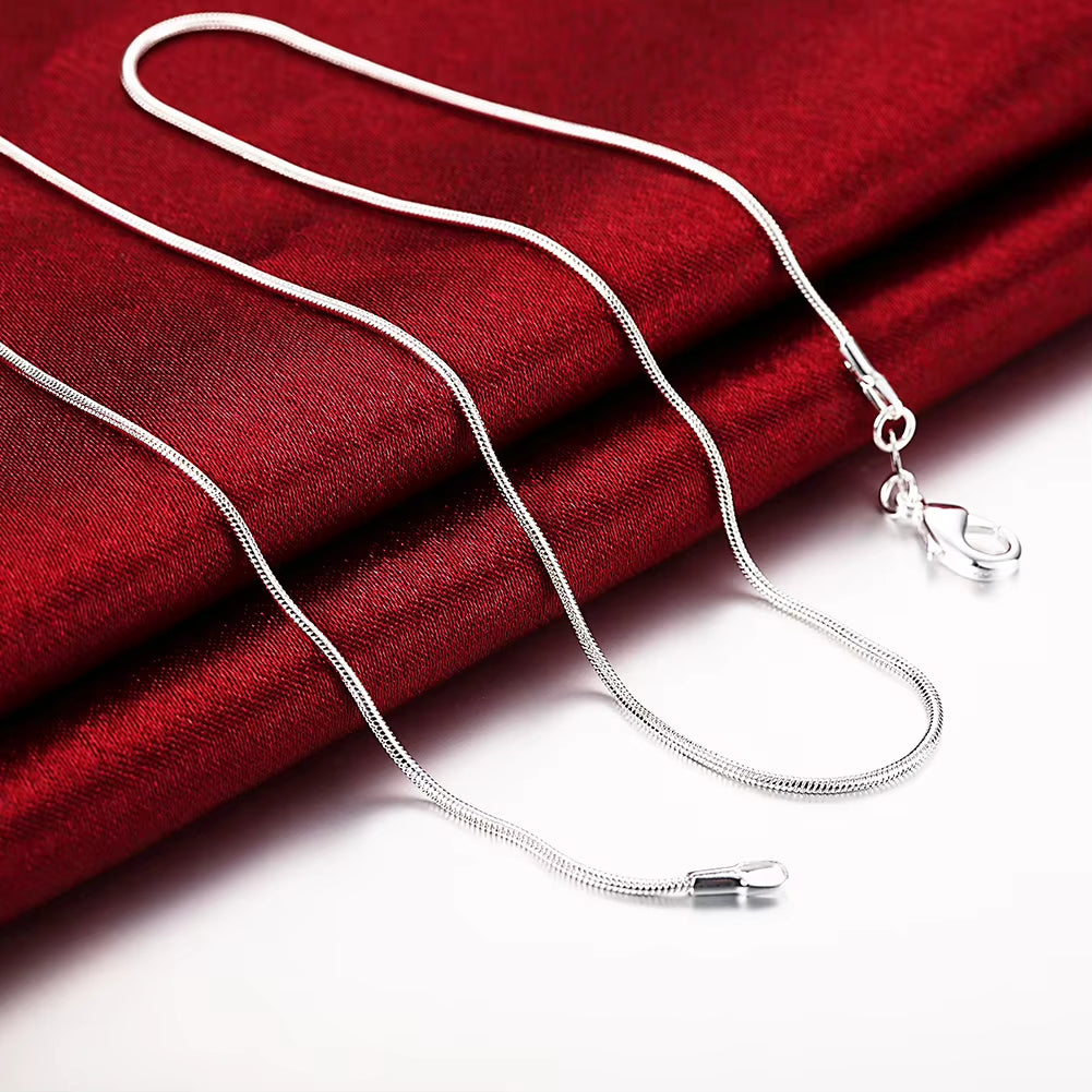 10PCS LOT Wholesale 925 Sterling Silver 16/18/20/22/24/26/28/30 Inch 1Mm Snake Chain Necklace for Woman Man Fashion Jewelry