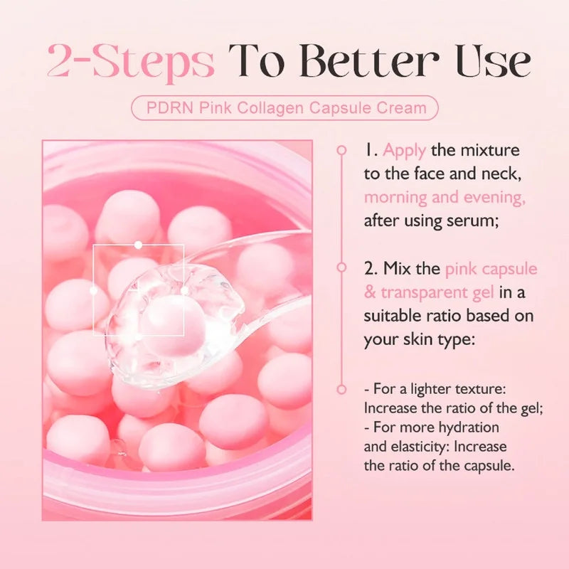 Pink Collagen Capsule Cream, Face Moisturizer, Lightweight Moisturizing Cream , Niacinamide for Uneven Skin Tone, Glow Hydration, Korean Skin Care, 2 Oz