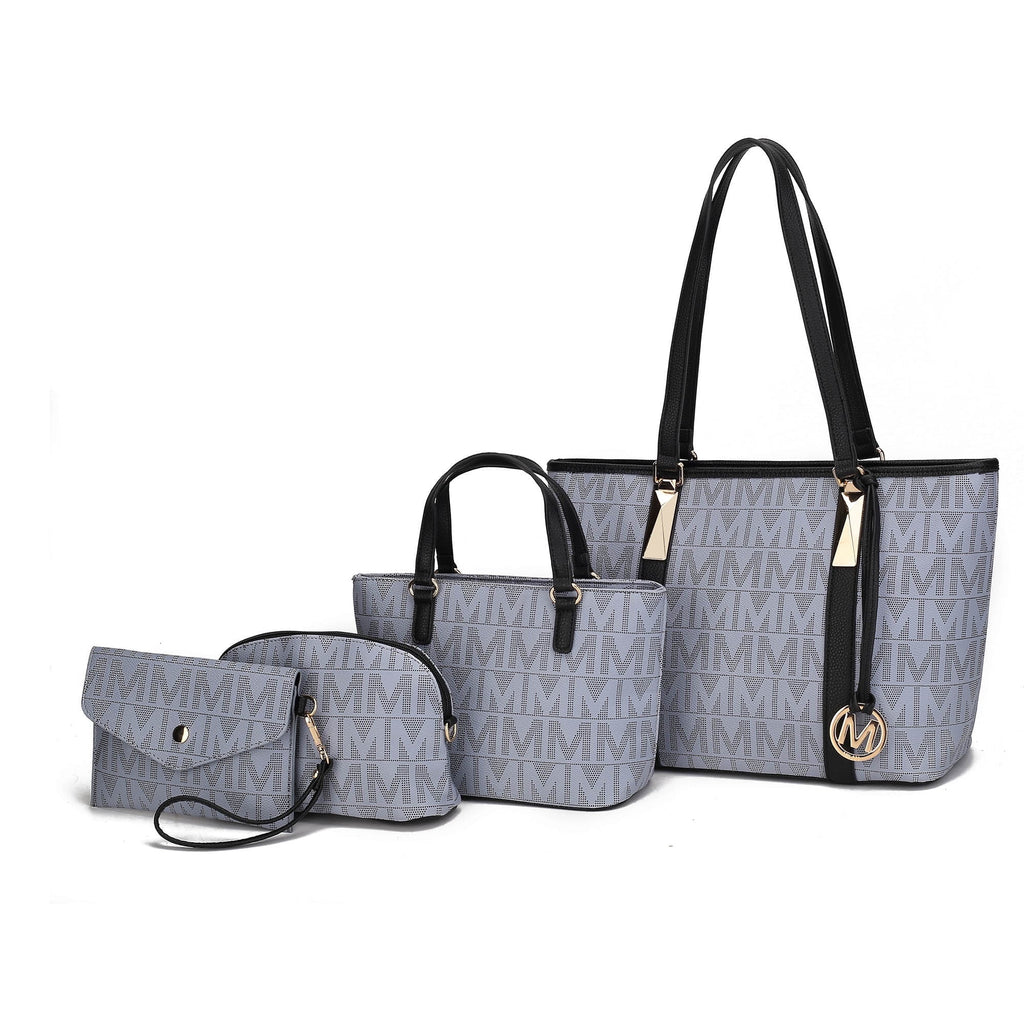 Marimar Women'S Tote Bag with Pouch and Wristlet, Signature 4 Piece Set by Mia K - Grey