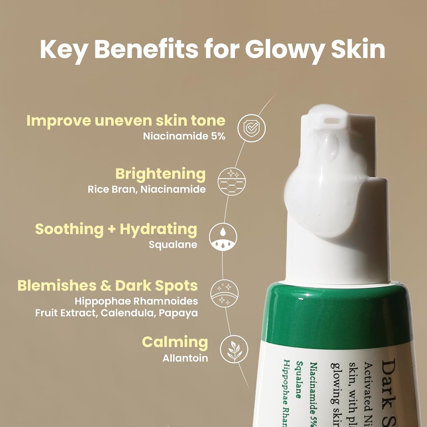 Dark Spot Correcting Glow Serum - 5% Niacinamide Dark Spot Remover for Face - Vegan Korean Skin Care Niacinamide Serum for All Skin Types - 1.69 Fl. Oz.