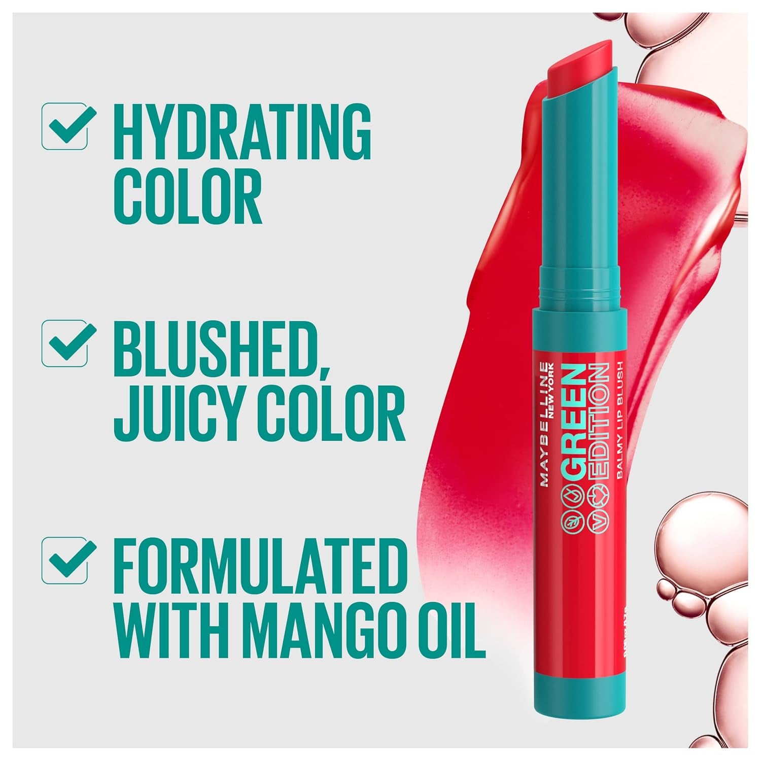 Green Edition Balmy Lip Blush, Formulated with Mango Oil, Sunshine, Sheer Coral, 1 Count (Pack of 2)