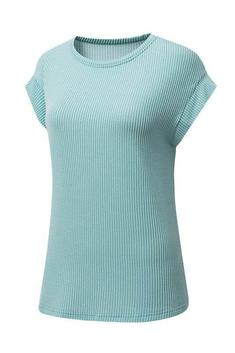 Viscose Twisted Ribbed Textured Solid T Shirt